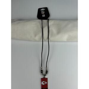 Siskiyou NFL Kansas City Chiefs Gridiron Necklace Pendant Beaded Black Cord NEW